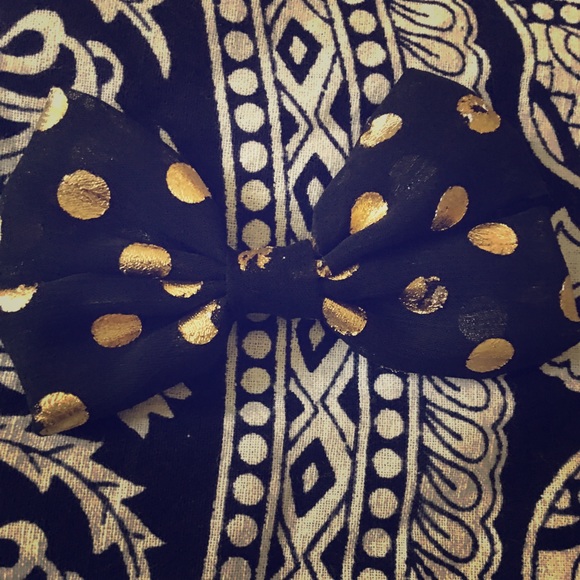 Black & Gold Polka Dot Bow