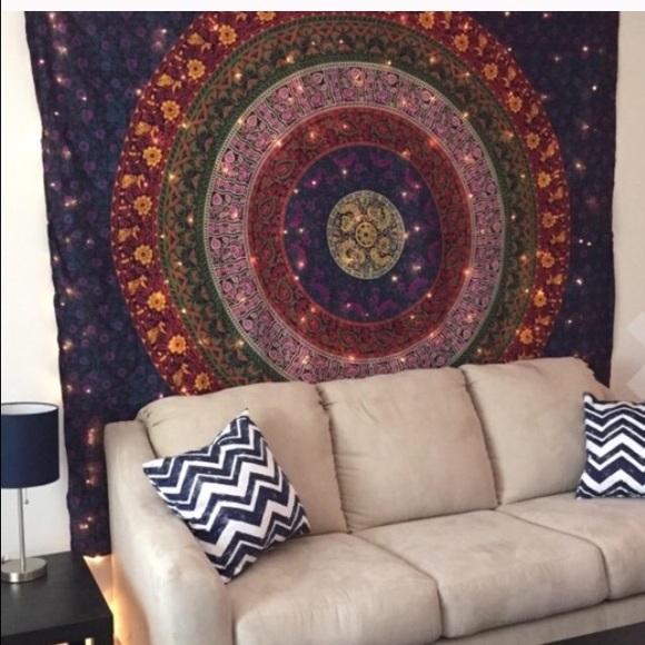 Blue and maroon tapestry