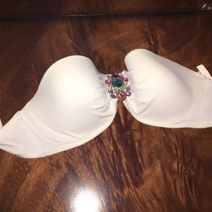 VS- never worn white jeweled bathing suit top