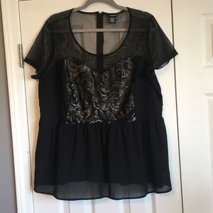 Torrid black sequin peplum shirt