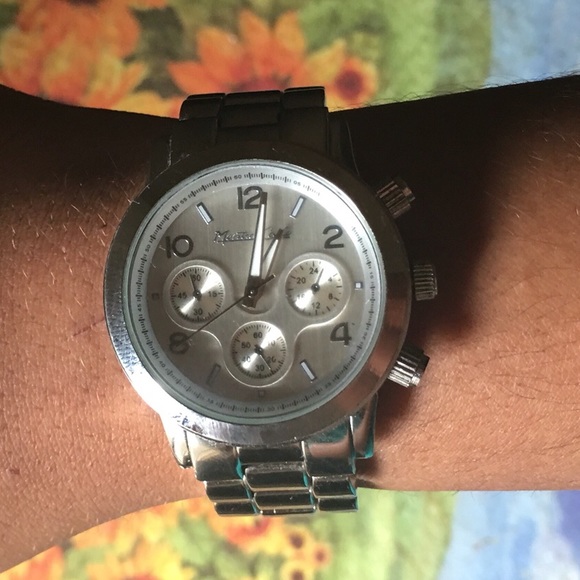 Silver link watch
