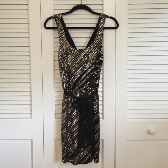 Express Black & Gold Sequin Dress