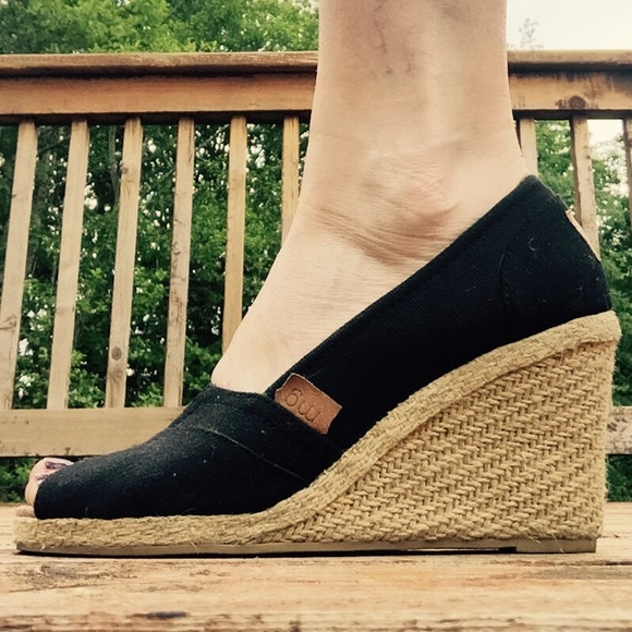 Fabulous Madden Girl Black Canvas Wedges