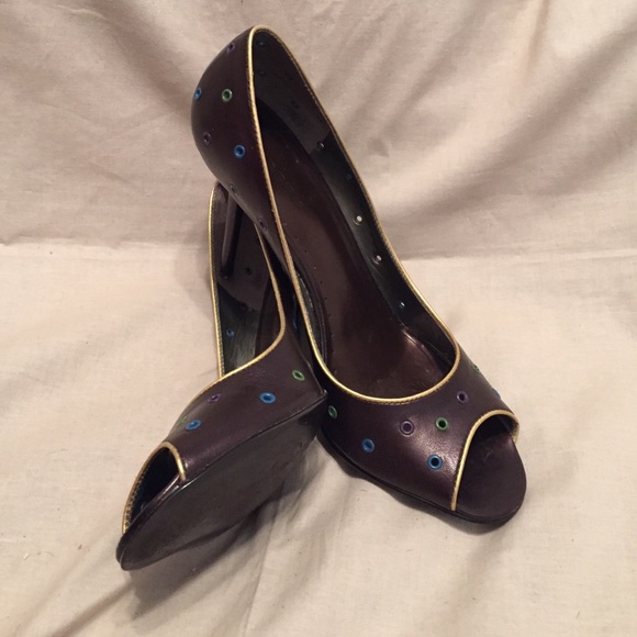 BCBGIRLS Brown Multi-Colored Grommets w/ Gold Trim - Picture 1 of 3