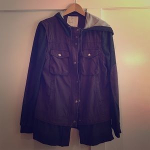 Free People Black Knit Hooded Jacket