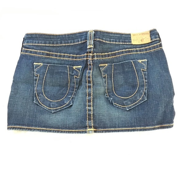 True religion dark denim skirt