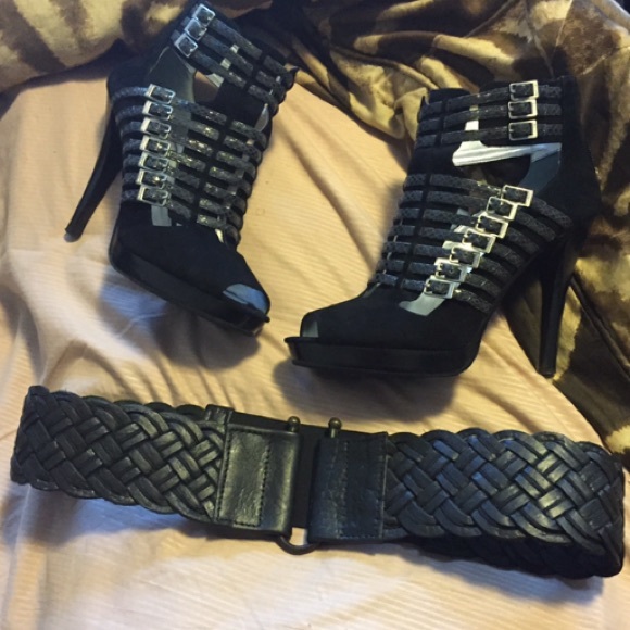 MOTIF 56 -100% Leather Black Braided Belt