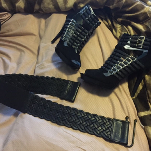 MOTIF 56 -100% Leather Black Braided Belt main image 4