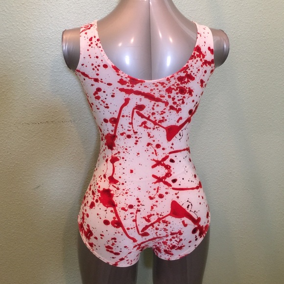 Red & White One Piece Swimsuit Sz M/L - Picture 2 of 2