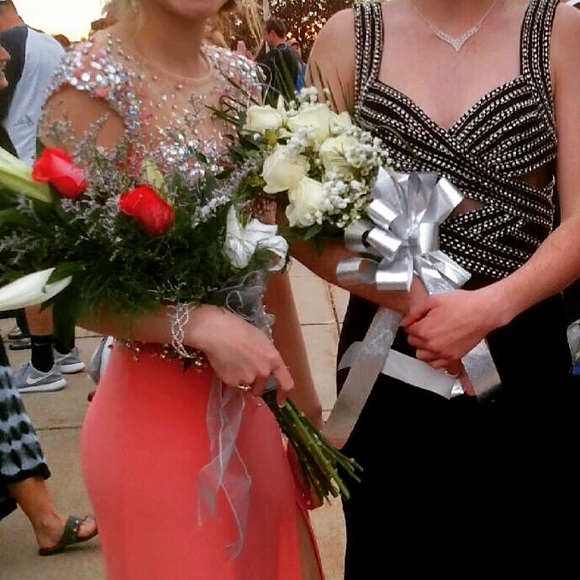 Soft coral prom dress