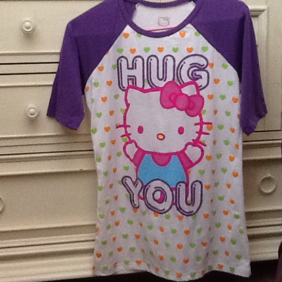 Hello Kitty T-shirt, white & purple, size Large