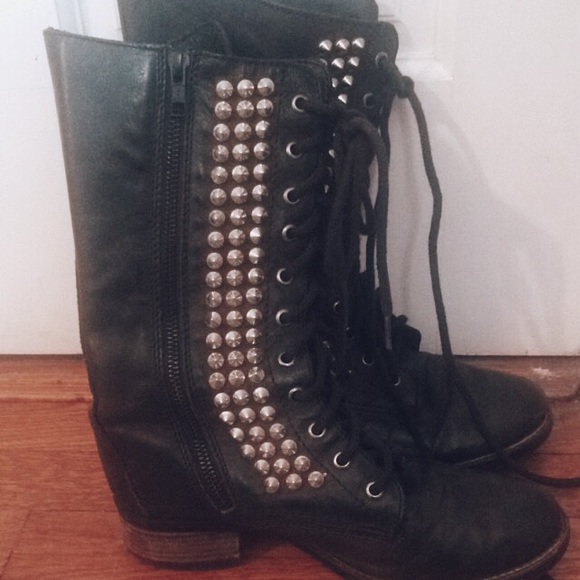 Black Steve Madden Studded Boots