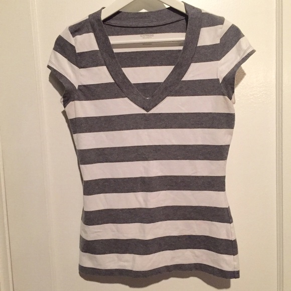 Express grey and white striped tee.