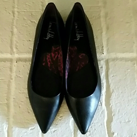 Sam & Libby Black Leather Upper Flats