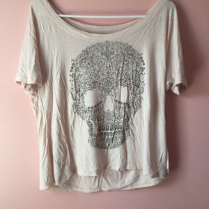 Skull scoop neck crop top