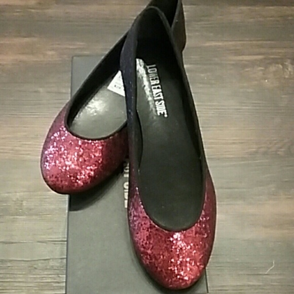 Red ombre glitter ballet flat