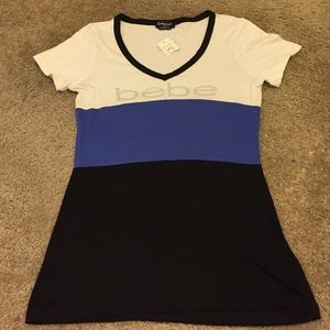 Bebe t-shirt with Bebe logo, v-neck
