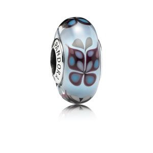 PANDORA Blue Butterfly Murano Glass Bead NWOT