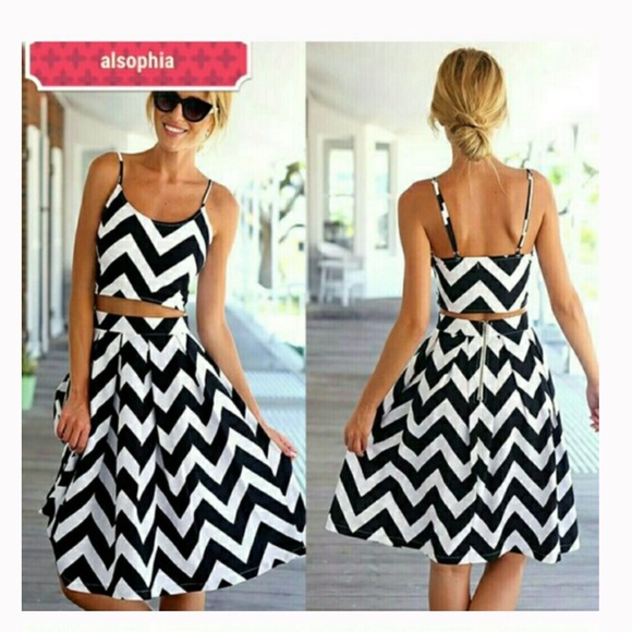 NWT Chevron Two Piece Skirt Set - Picture 1 of 2