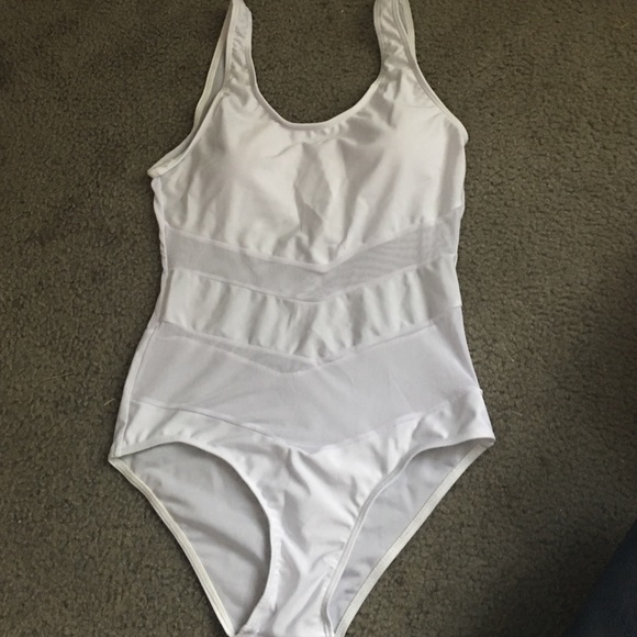 One pc sheer white bathing suit