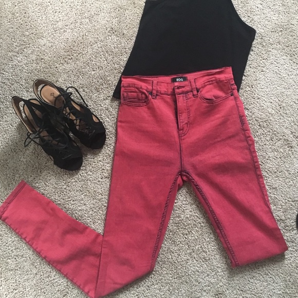 BDG red and black high waisted jeans - Picture 1 of 4