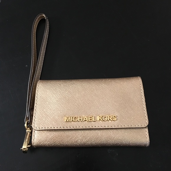 Michael Kors gold smart phone wallet