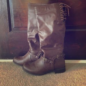 XOXO Marni Brown Lace-Back Boots