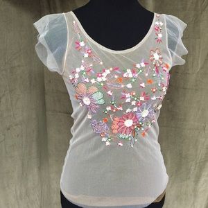 CHAN LUU sheer mesh knit blouse, S