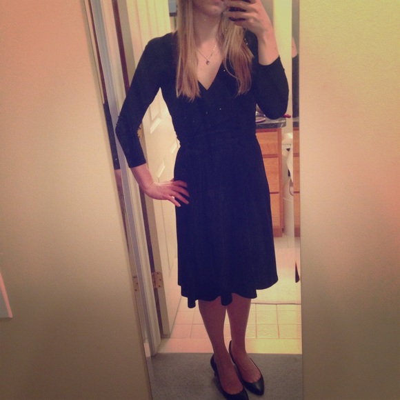 Black Donna Morgan wrap-style dress