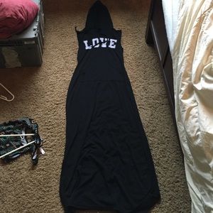 Black Love maxi dress with hood