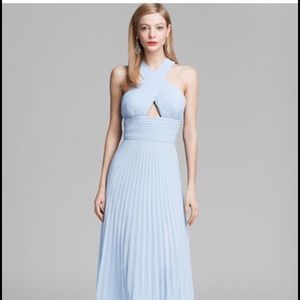 Pleated Halter chiffon keyhole gown by Aqua