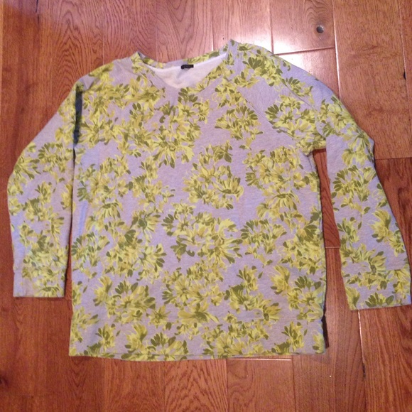J. Crew Gray and Yellow Floral Sweatshirt