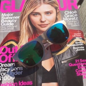 Gold Framed Sunglasses with Green Lenses