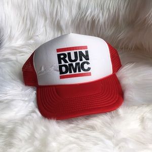 Red Run dmc trucker hat SnapBack