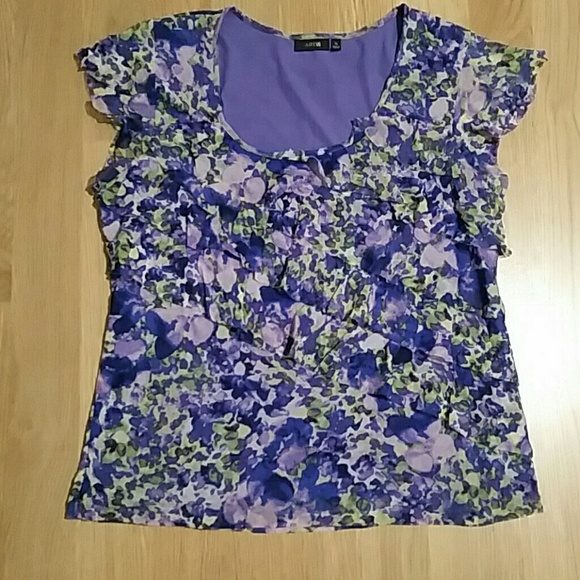 Purple Floral Mesh Top