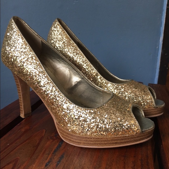 Gold glittered shoes