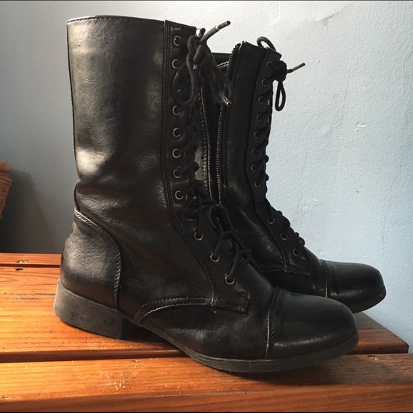 Black combat boots