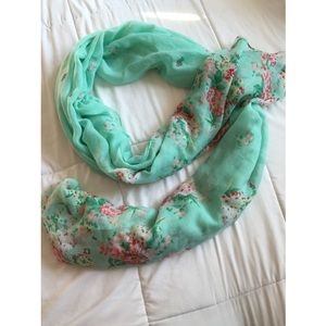 Oversized mint floral scarf/wrap