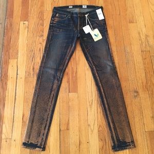 AG skinny jeans with gold paint detail