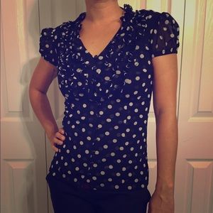 I.N.C. Sheer polka dot button up shirt