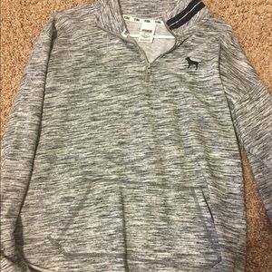 Pink gray half zip up sweatshirt