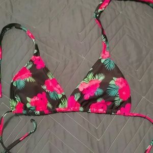 Floral triangle bikini top