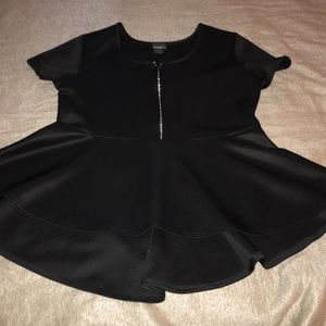 Peplum Black Top w/ Zipper