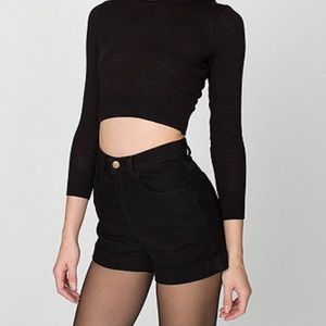 Black high waisted denim shorts