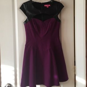 NWOT Betsey Johnson leather detail dress w cutout