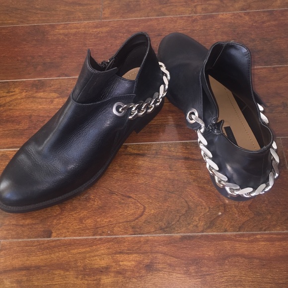 Zara leather chain booties