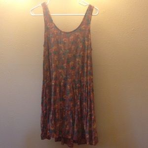 Copper floral pattern tank top dress