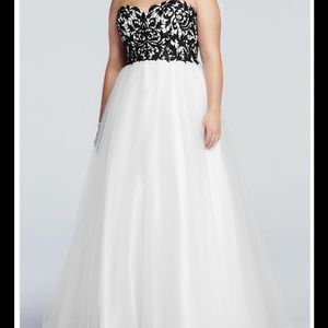 White and black prom dress