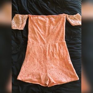 Pale pink lace romper