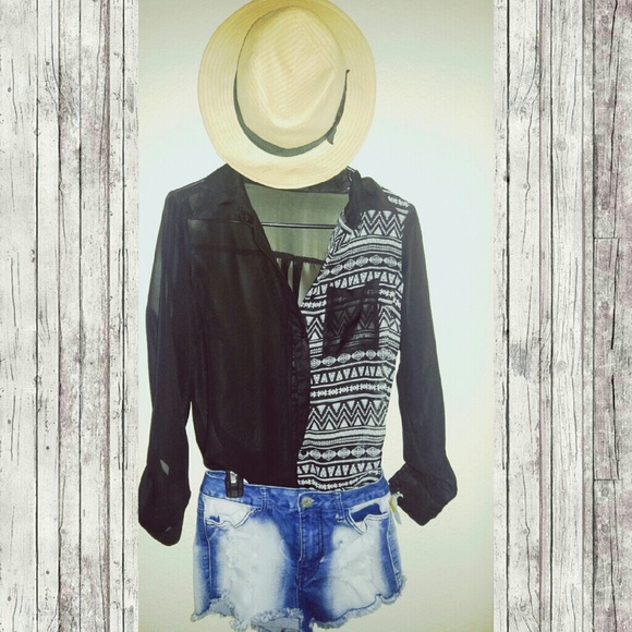Aztec button up blouse
